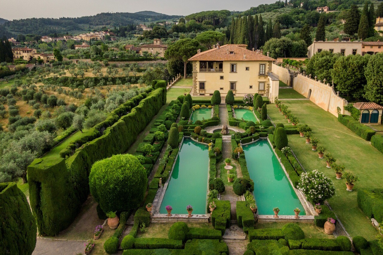 Aerial view of Villa Gamberaia, Florence