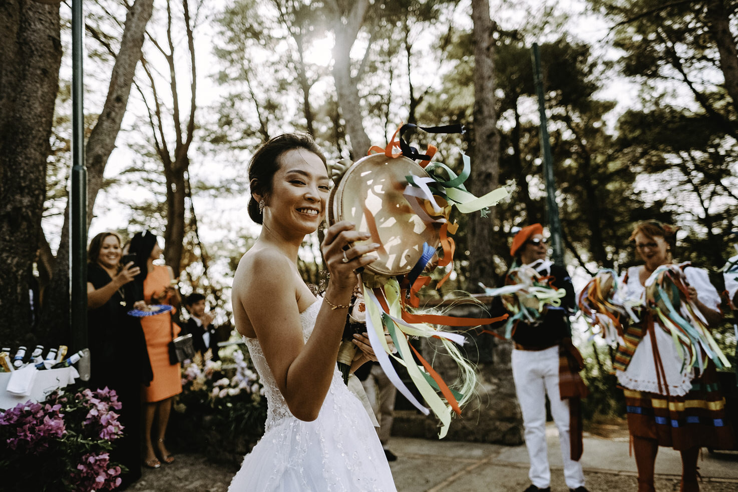 Bride and dancers in Capri