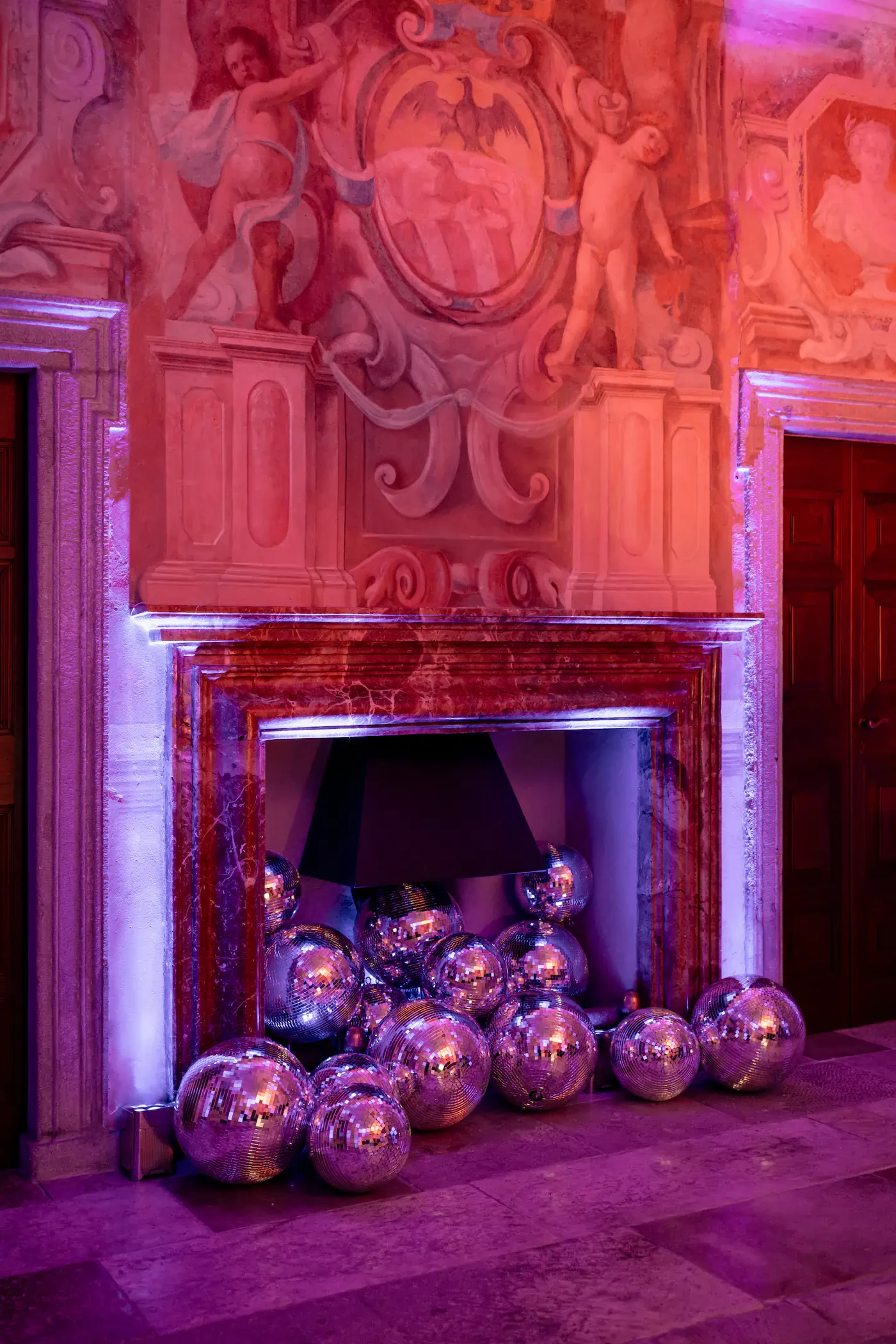 Villa Balbiano Lake Como Frescoed Fireplace Disco Balls
