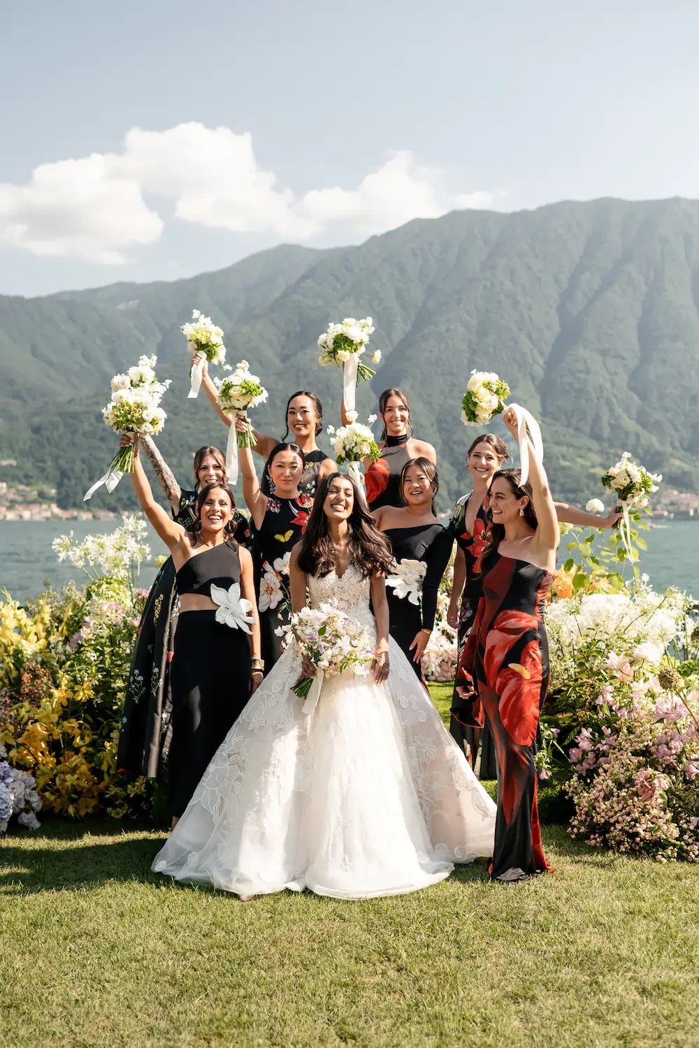 Villa Balbiano Lake Como Bride And Bridesmaids Portrait