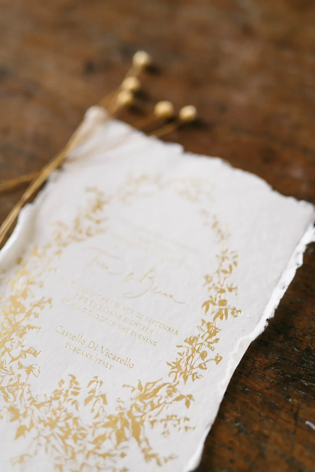 Gold printed wedding invitation