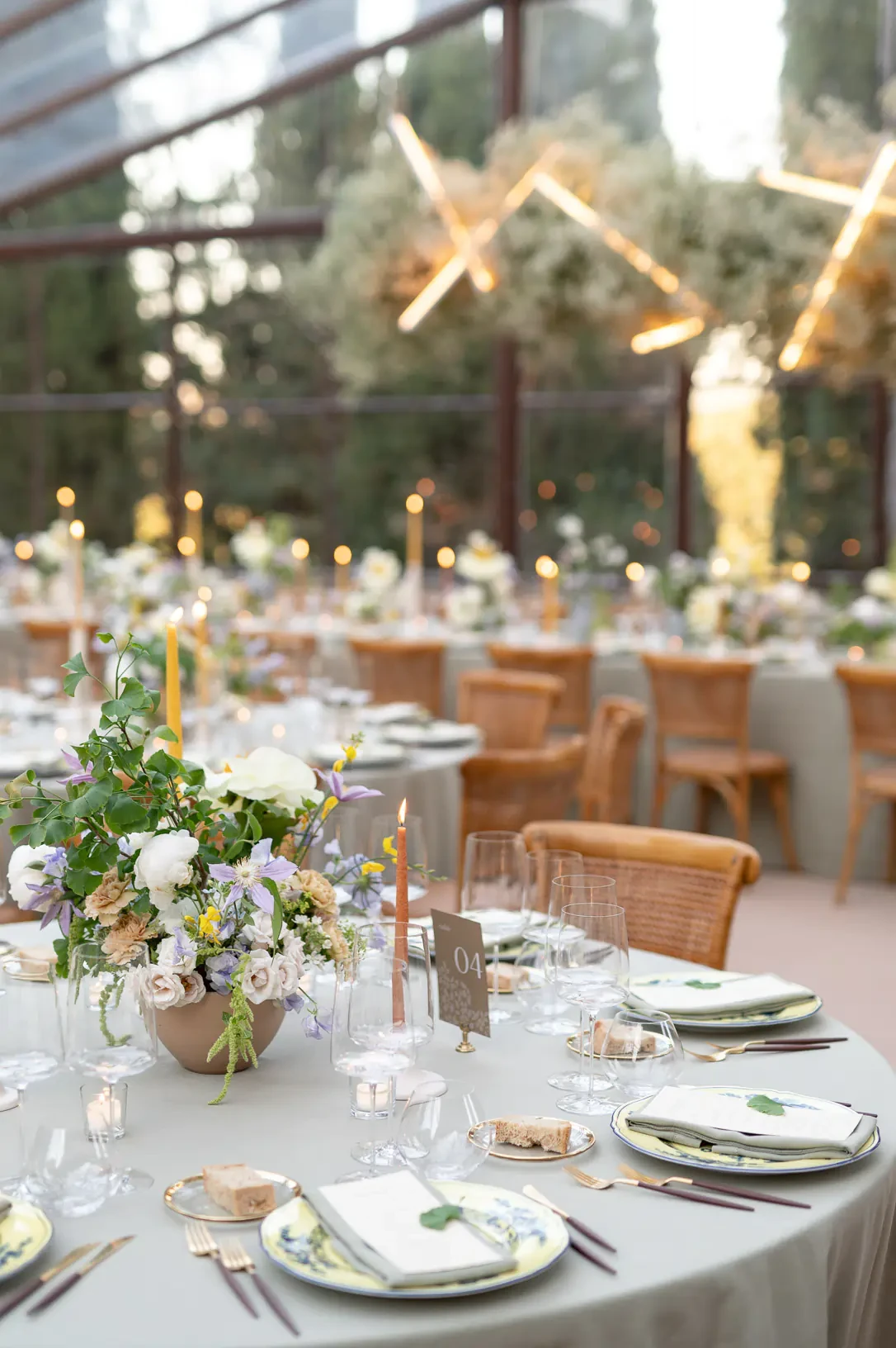 Tables for wedding banquet in Tuscany