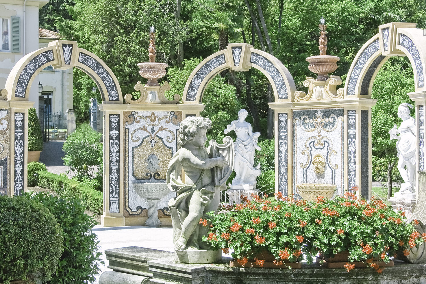 Gardens with statues