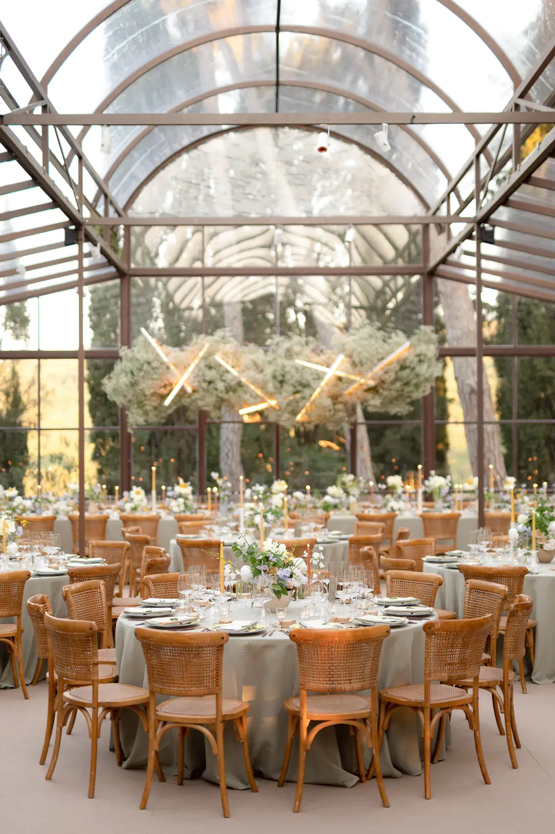 Tables for wedding banquet in Tuscany