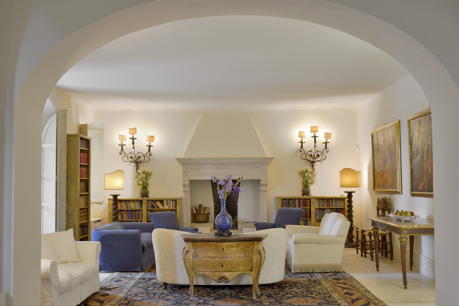 Interior with fireplace