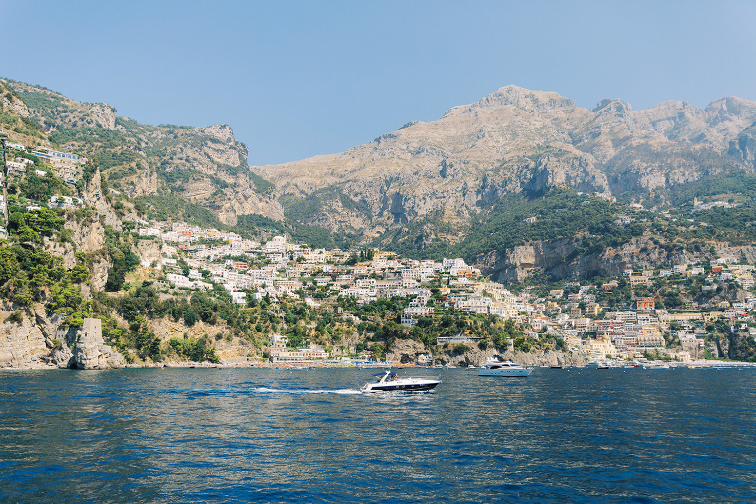 Panorama of Positano from the sea