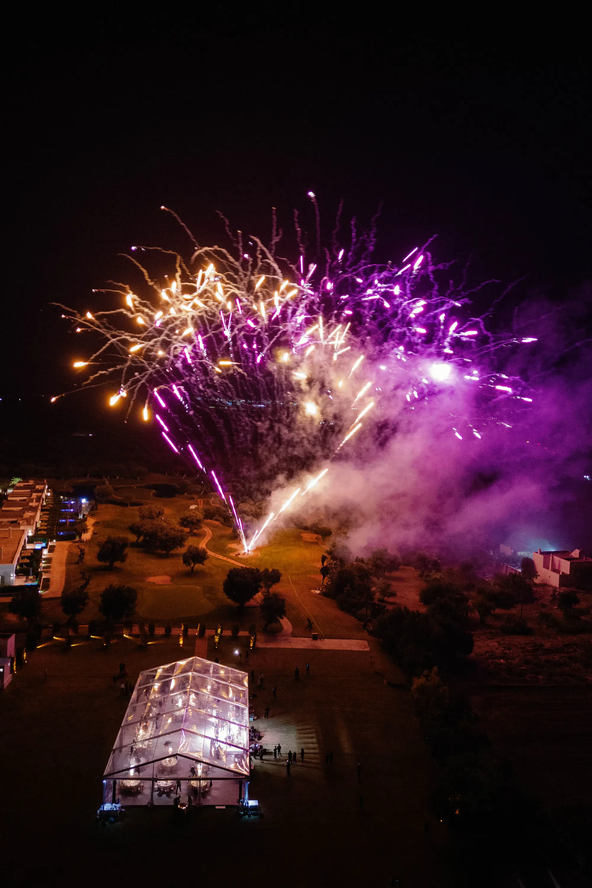 Puglia Masseria Wedding Fireworks Aerial Display