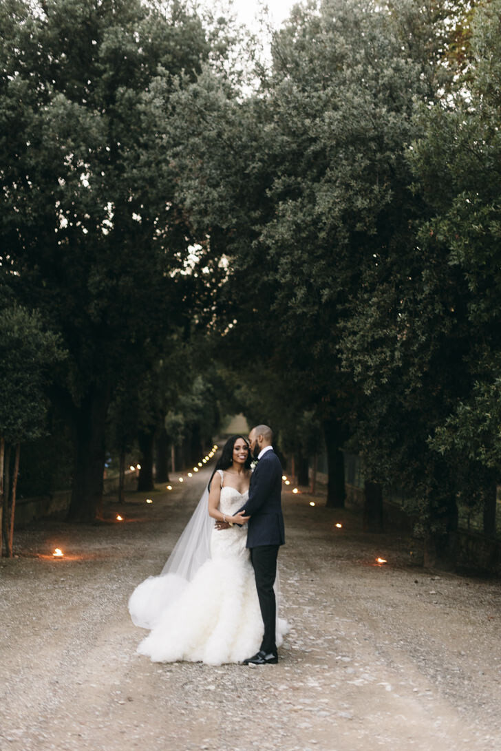 Bridal couple in the park
