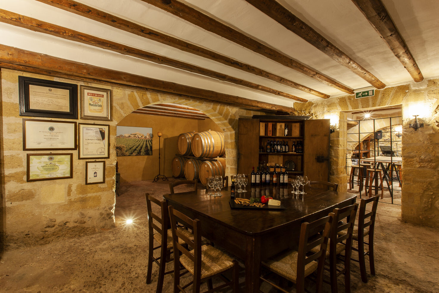 Wine cellar for wine tasting