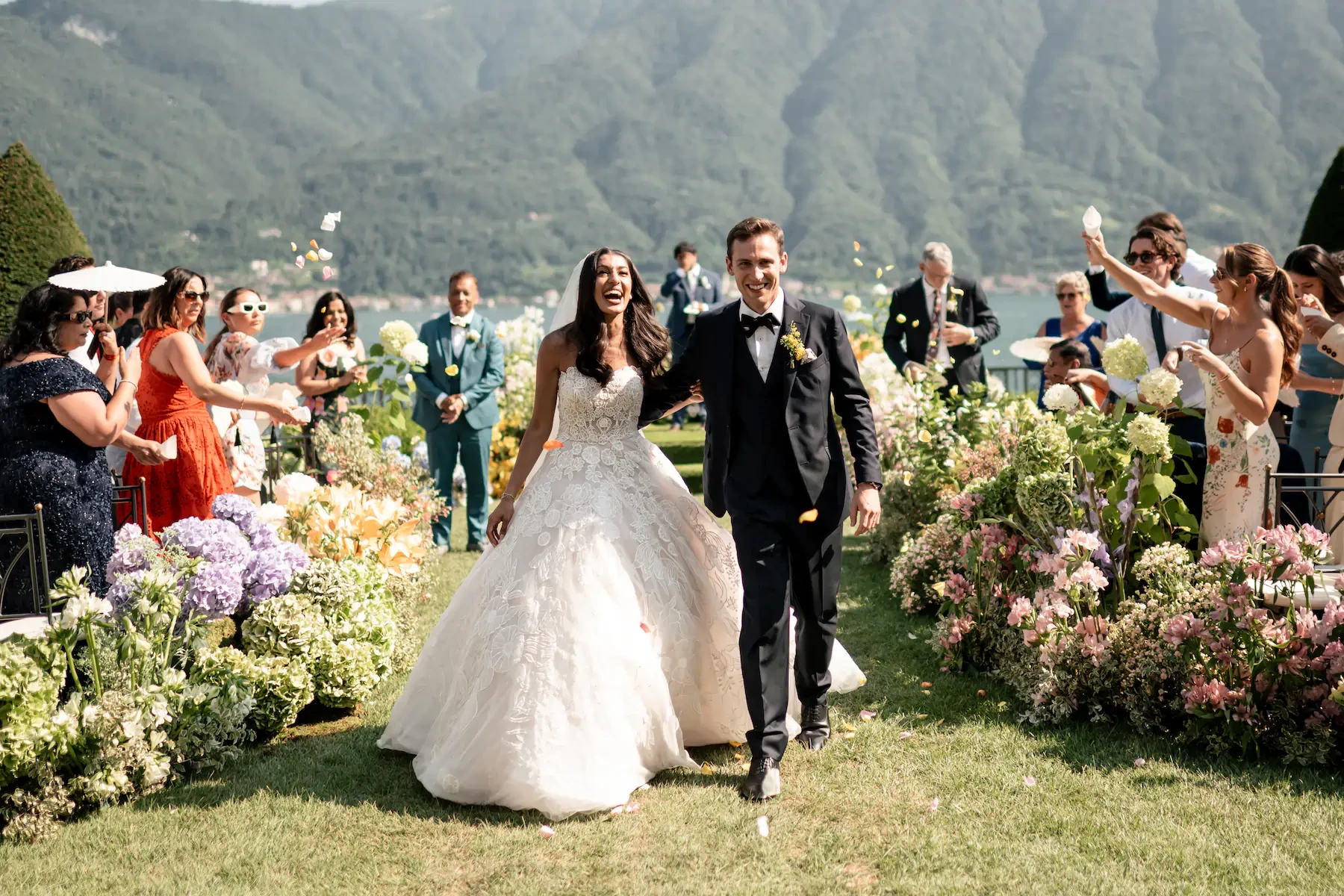 Villa Balbiano Lake Como Bride And Groom Recessional
