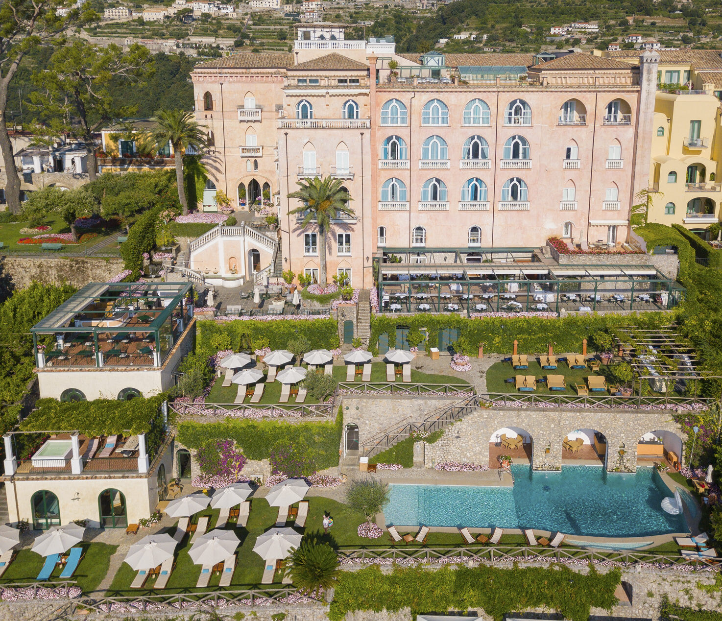 Aerial view of Palazzo Avino, Ravello