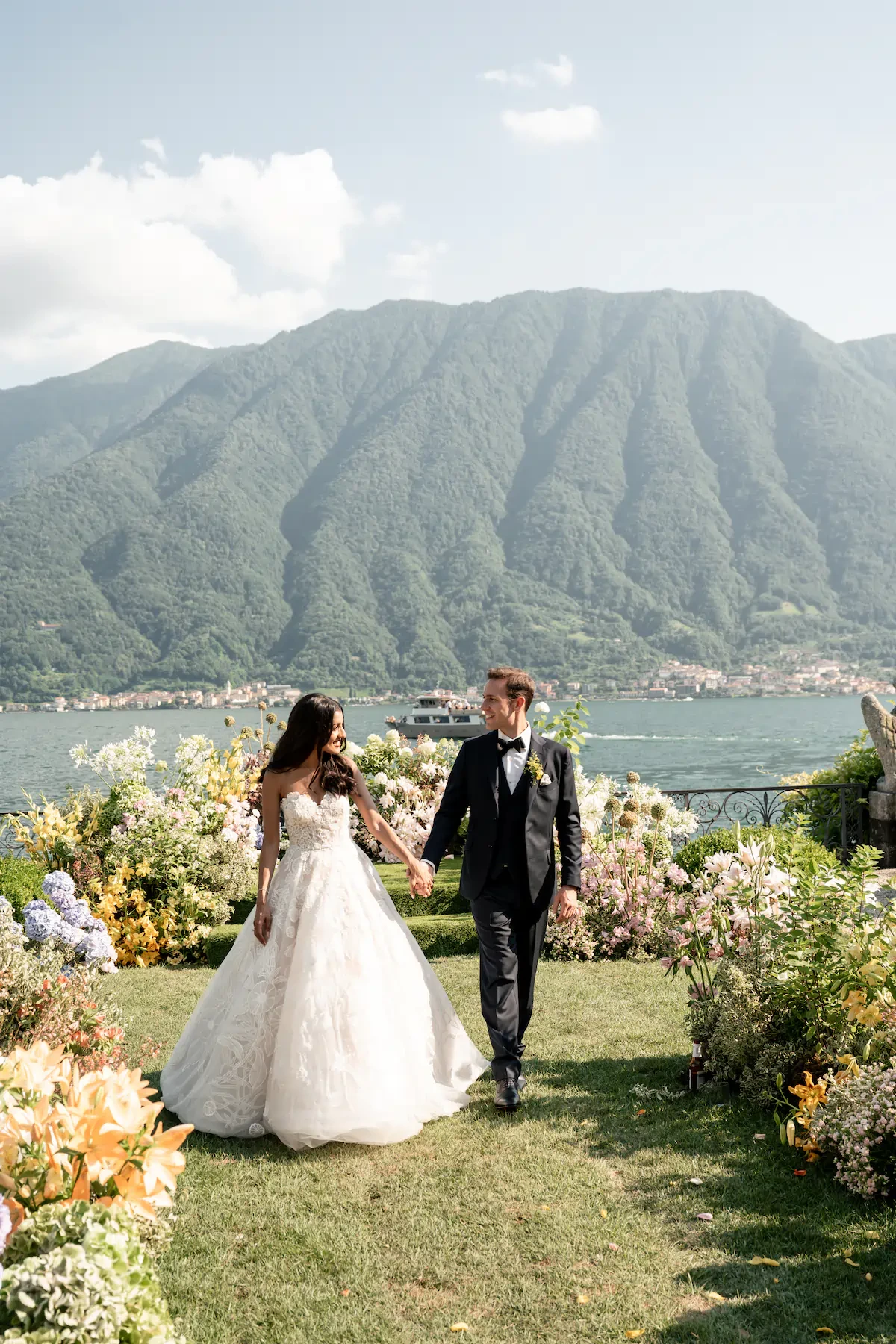 Villa Balbiano Lake Como Newlyweds Walk In Lakeside Garden