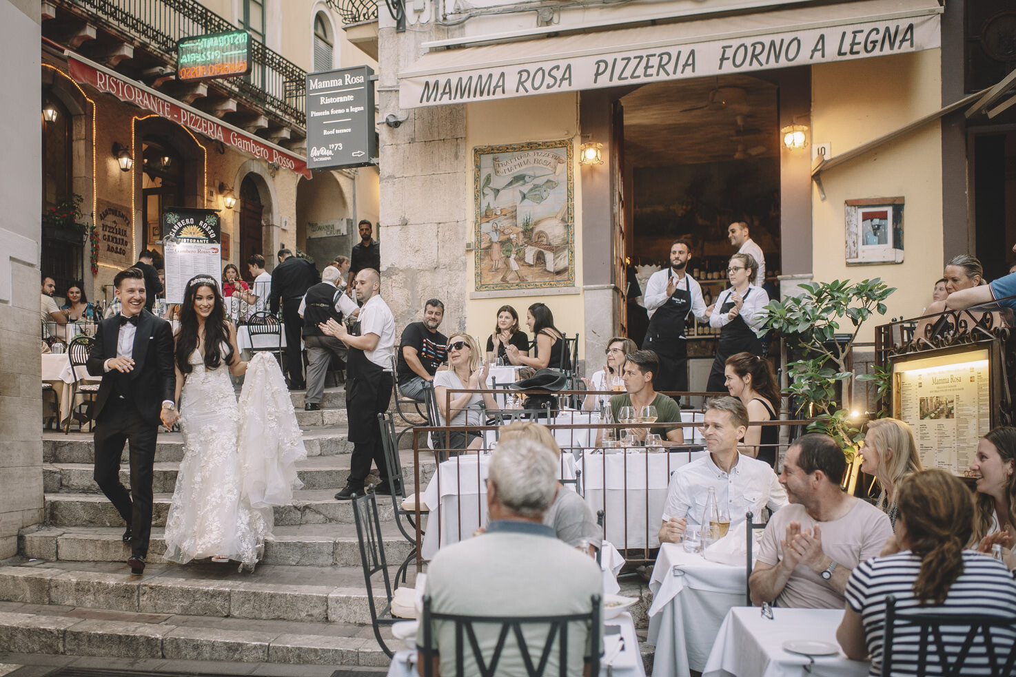 Bridal couple in a Sicilian town