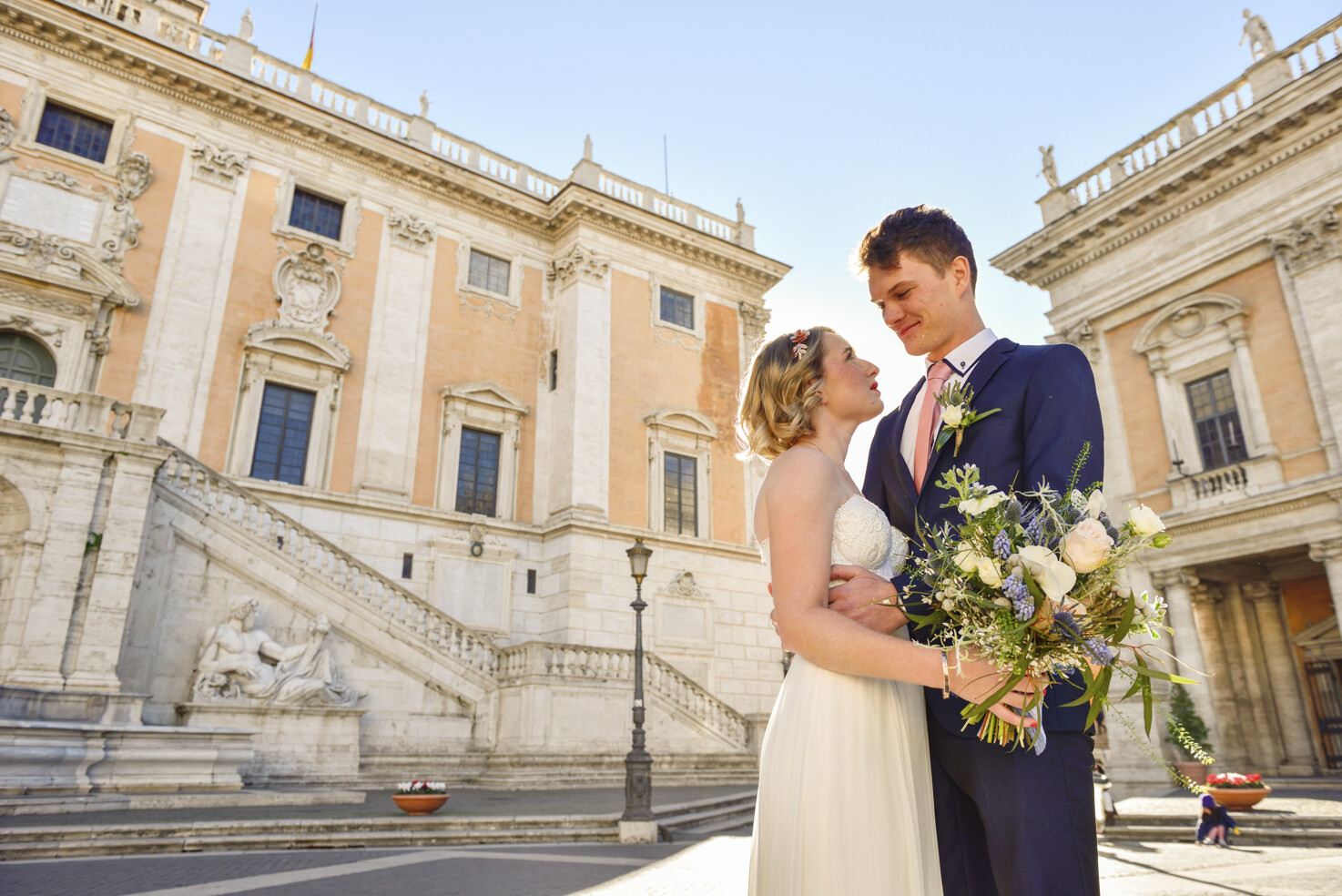 Bride and groom at Campidoglio Square