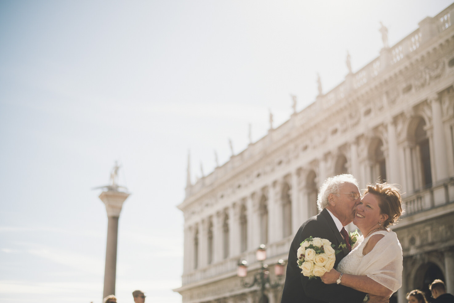 Bride and groom in St. Mark's Square