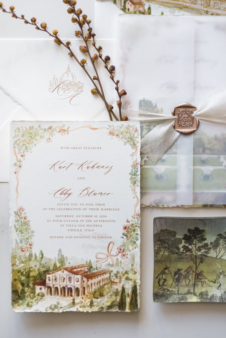 Watercolor wedding stationery