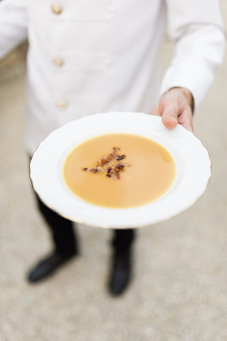 Pumpkin soup for Italian wedding reception