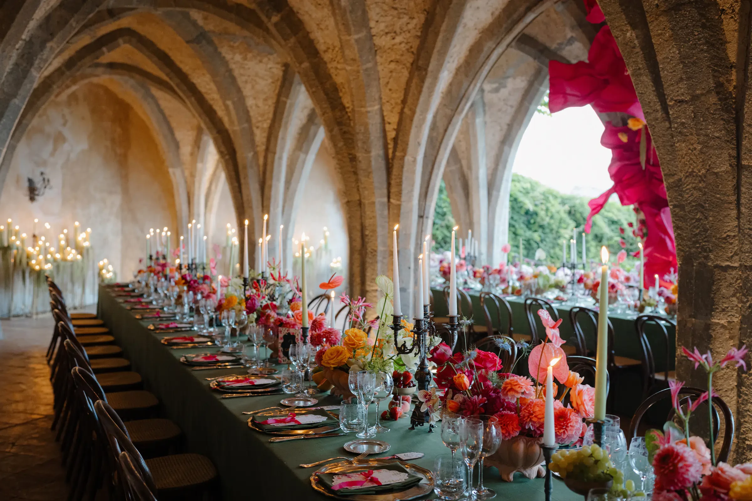 Villa Cimbrone Crypt Wedding Reception Table Setting