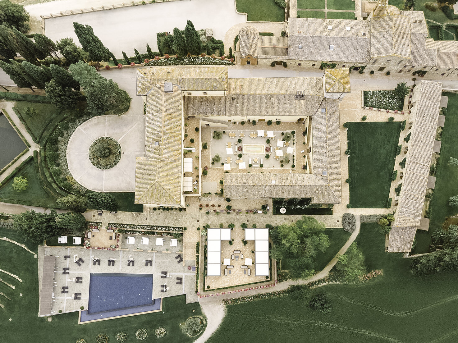 Aerial view of Belmond Castello di Casole, Tuscany