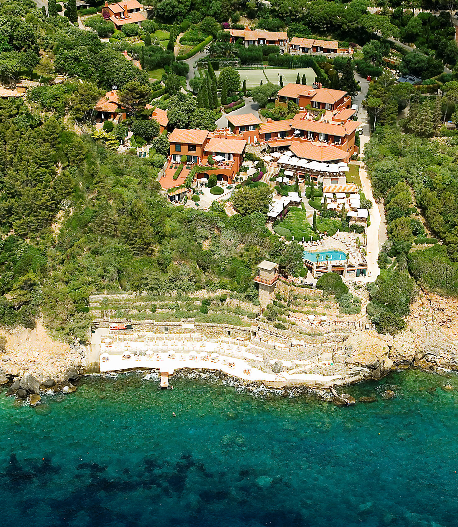 Aerial view of Il Pellicano, Tuscany