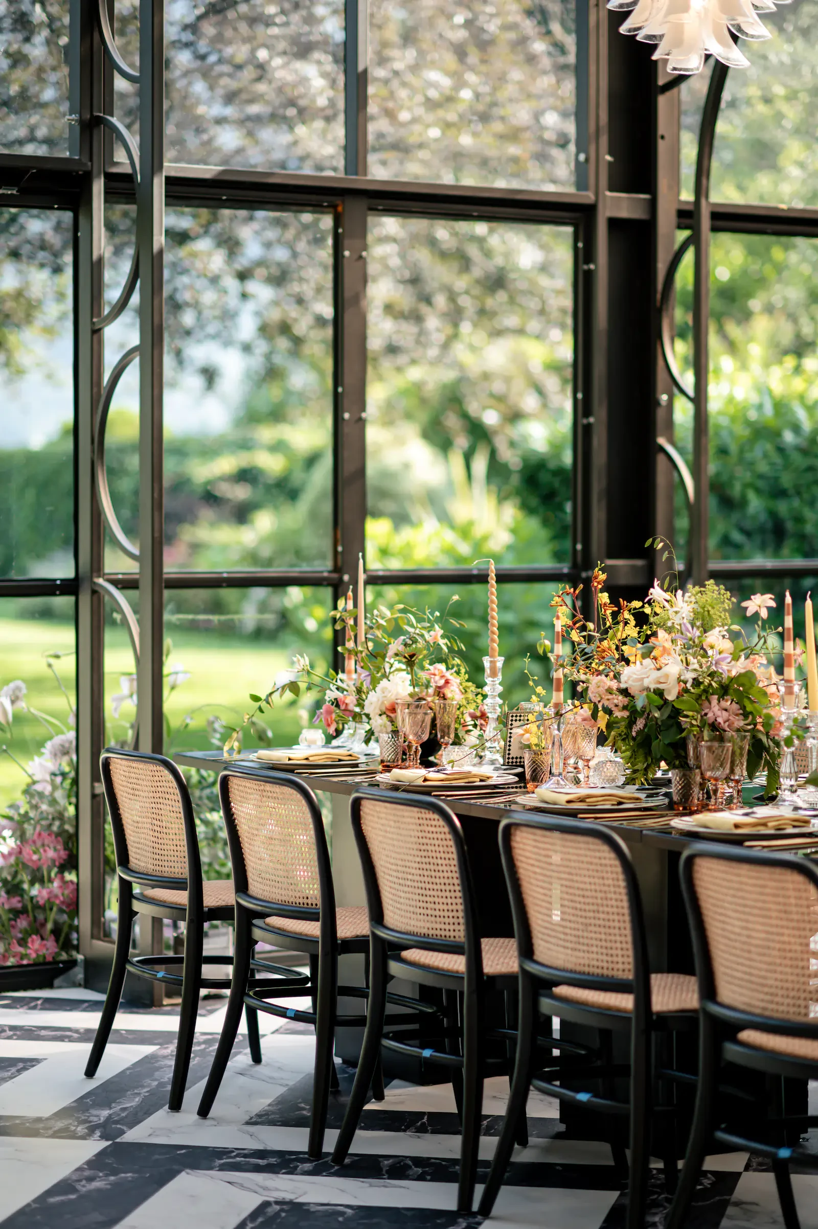 Villa Balbiano Lake Como Greenhouse Reception Table Setting