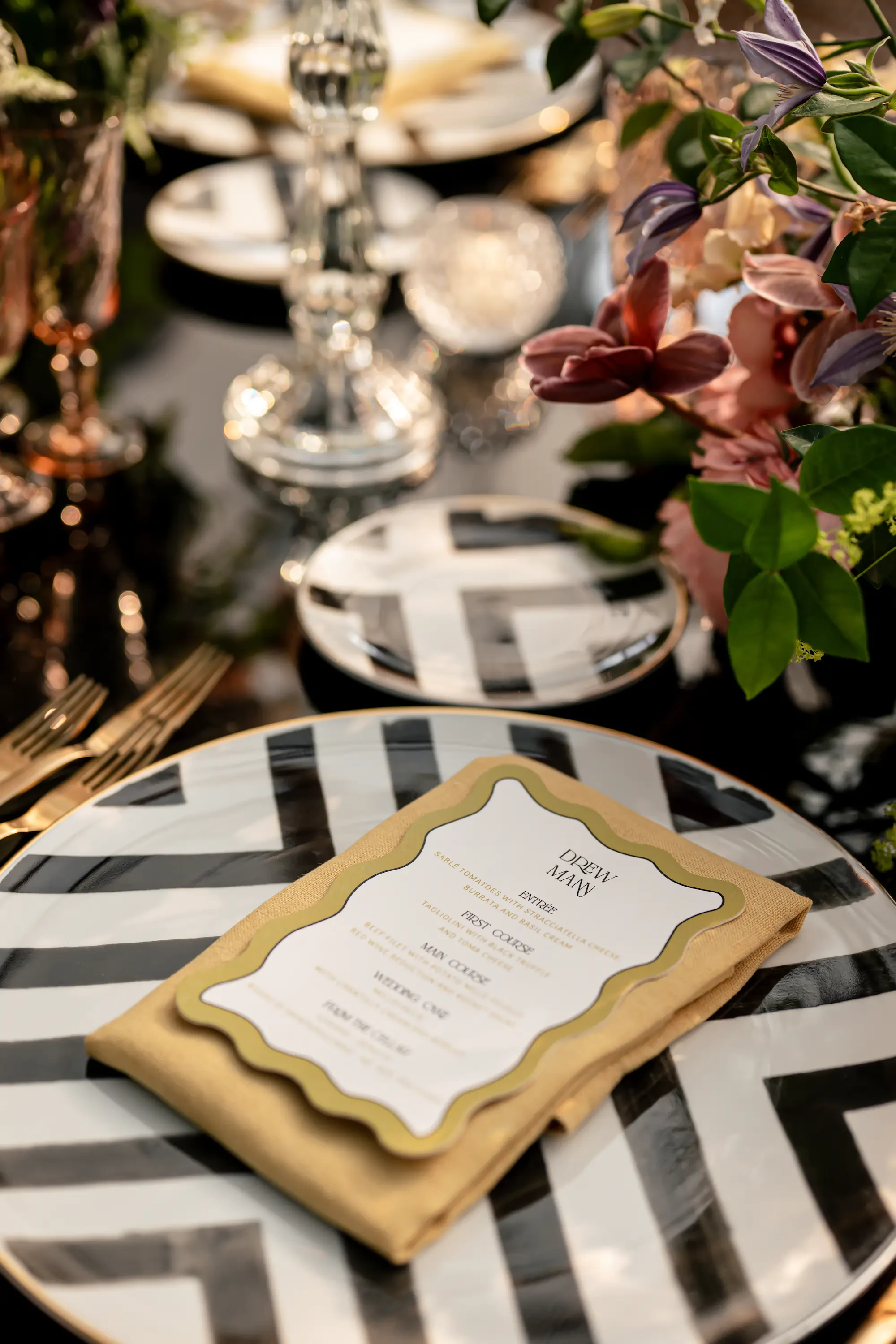 Villa Balbiano Lake Como Wedding Menu And Table Setting