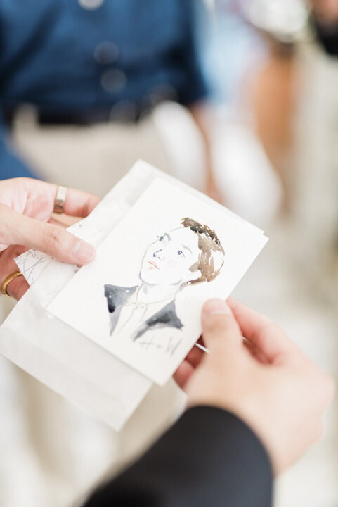 Watercolor portrait of a wedding guest