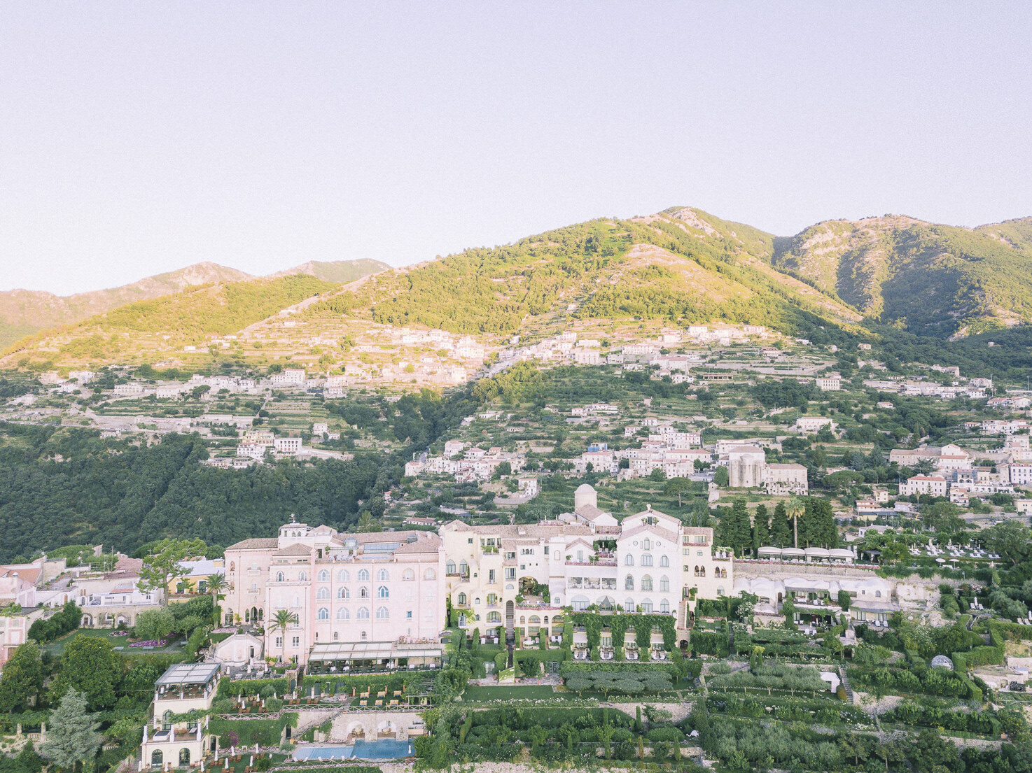 Aerial view of Hotel Caruso, Ravello