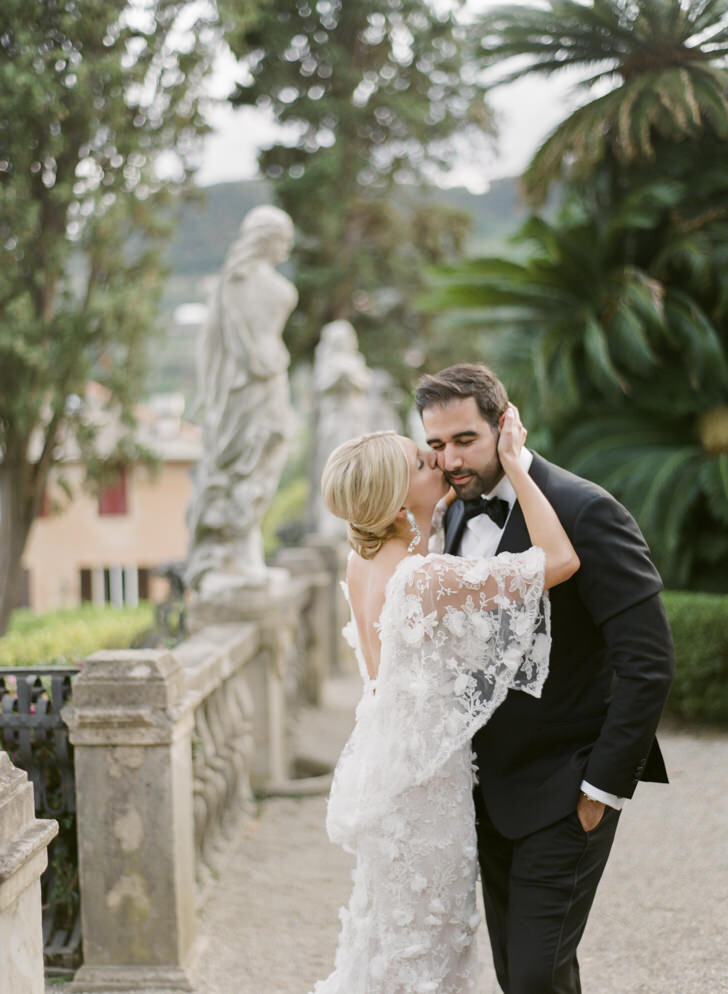 Bride and groom in the gardens