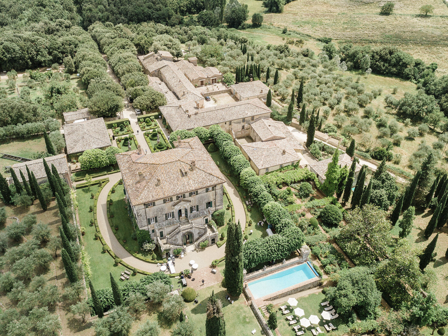 Aerial view of Villa Cetinale