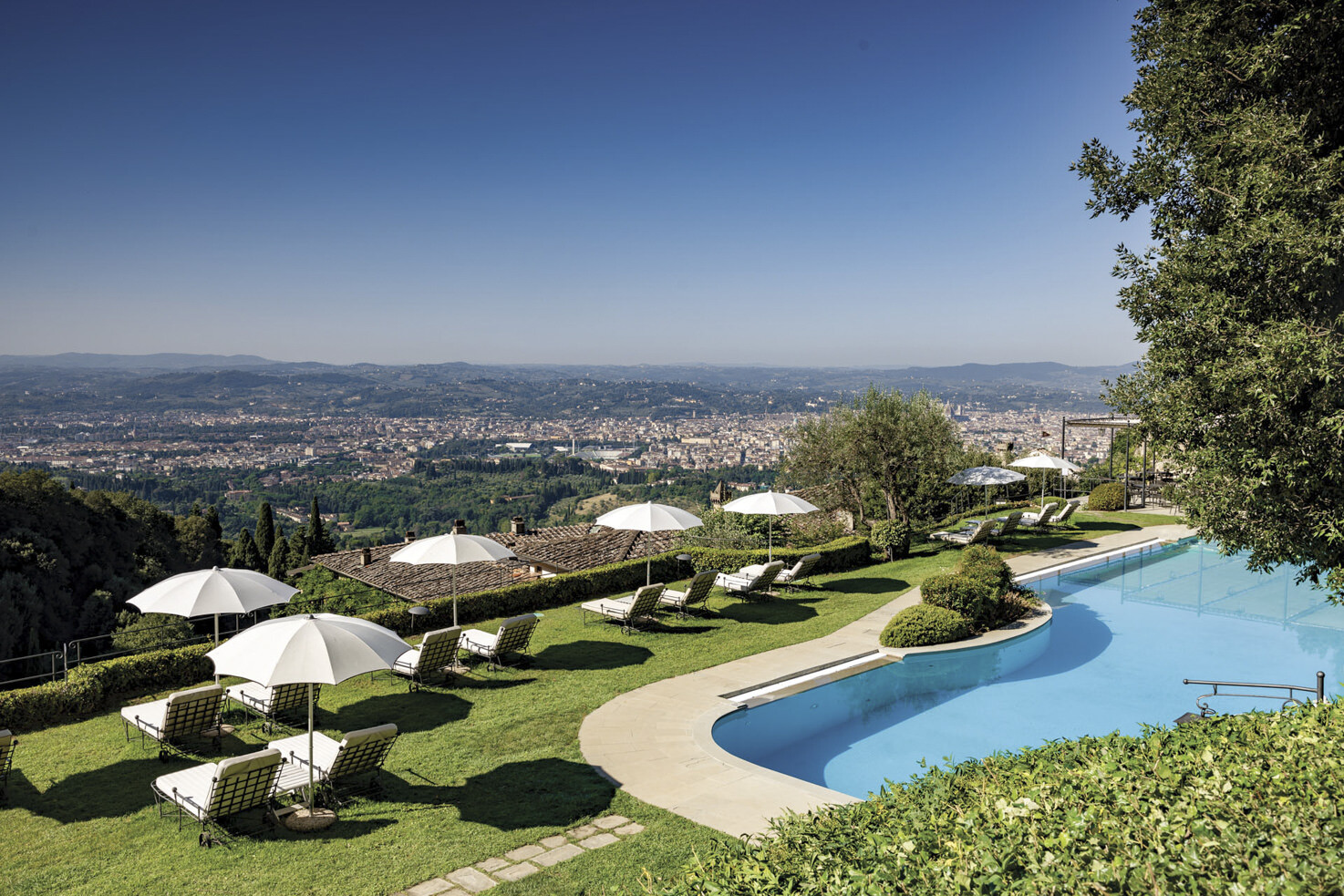 Garden pool with view over Florence