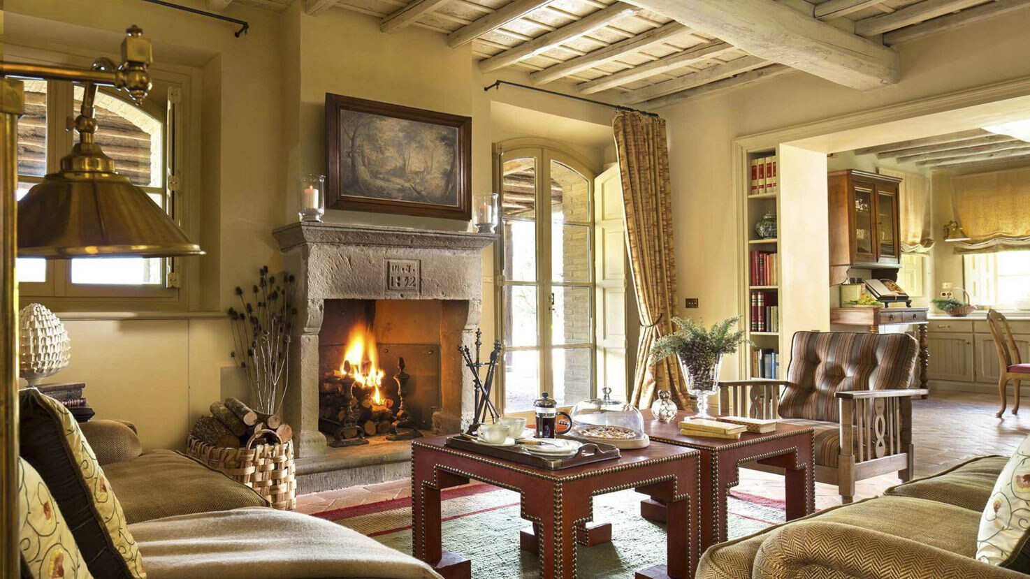 Fireplace at Castiglion del Bosco