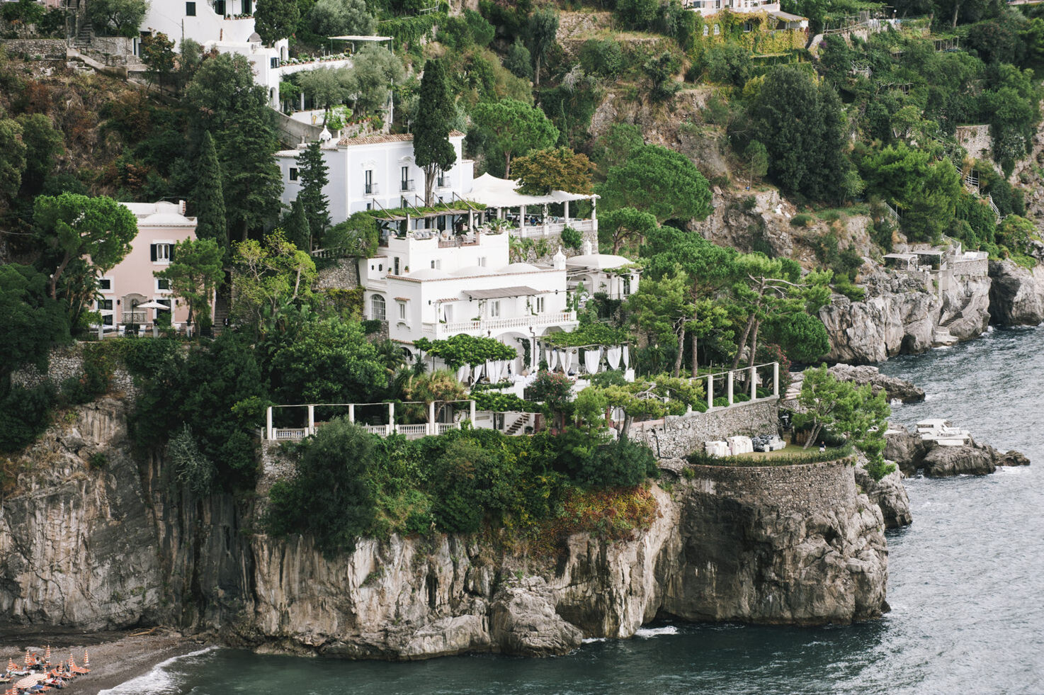 Aerial view of Villa Tre Ville, Positano