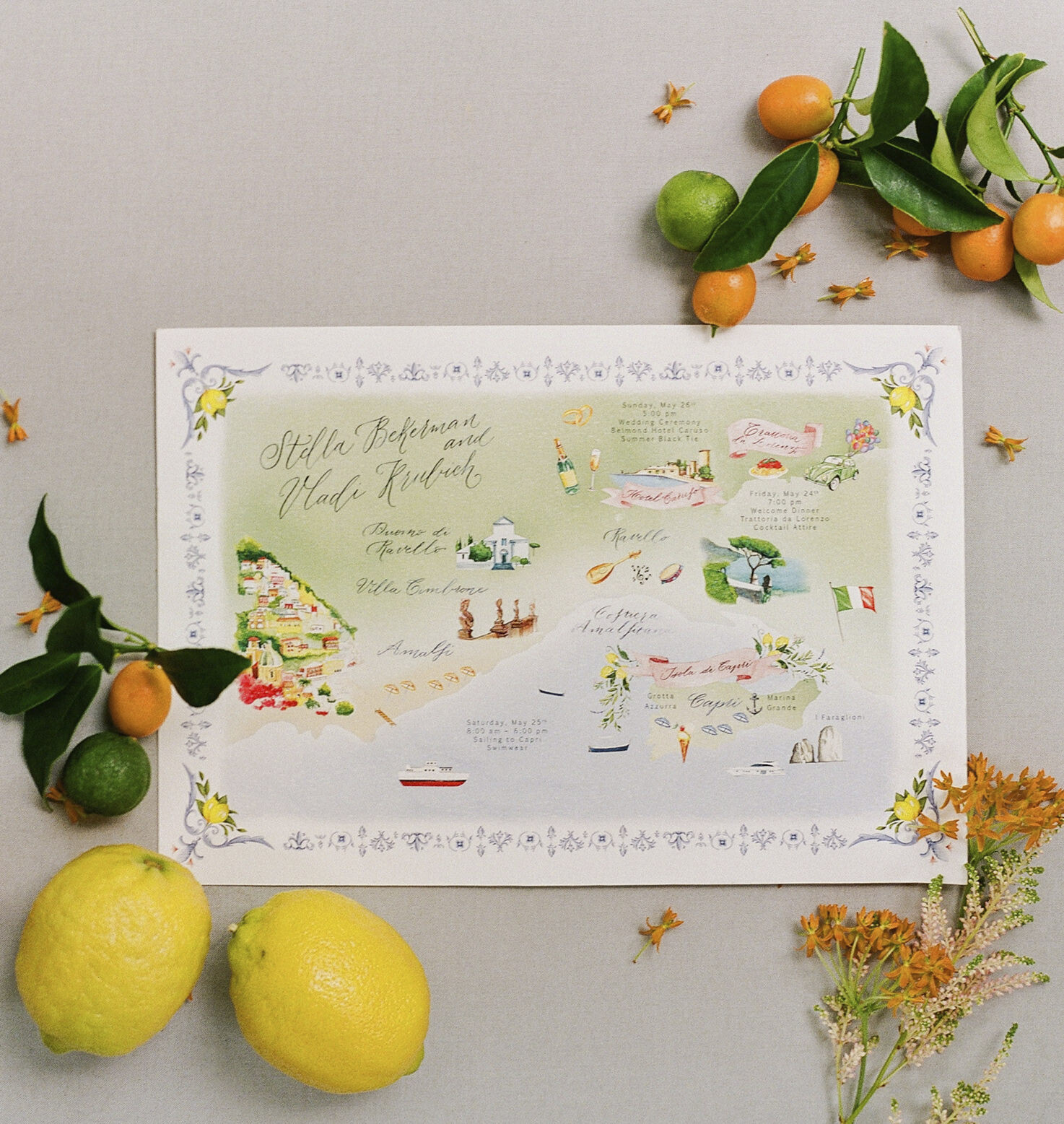 Wedding stationery in bright colors