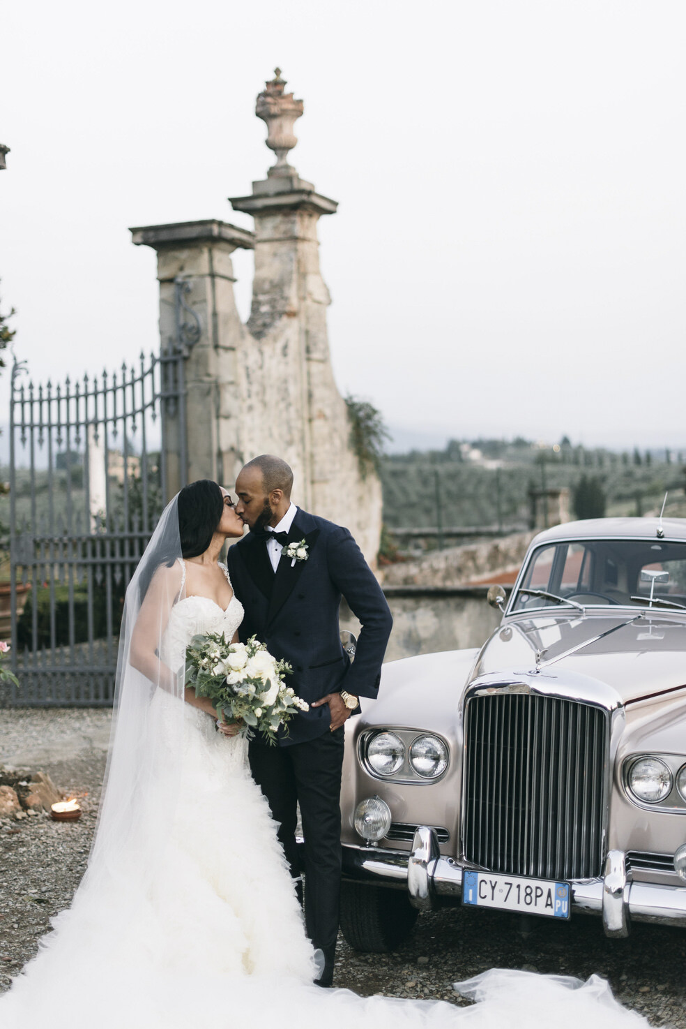 Luxury car for wedding in a Tuscan villa
