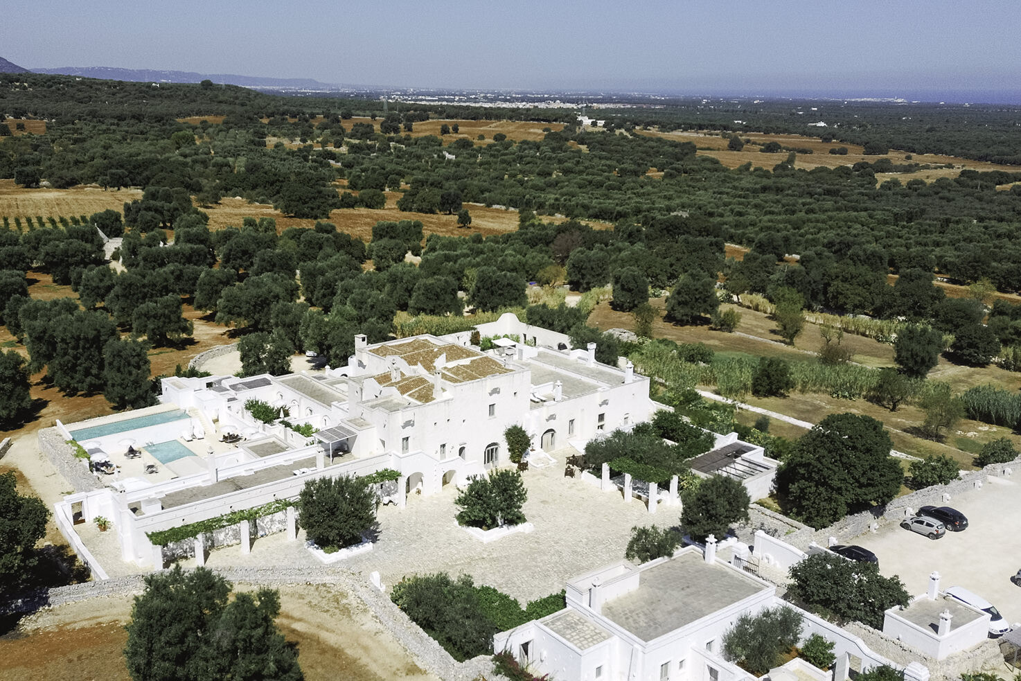 Aerial view of Masseria Le Carrube, Puglia