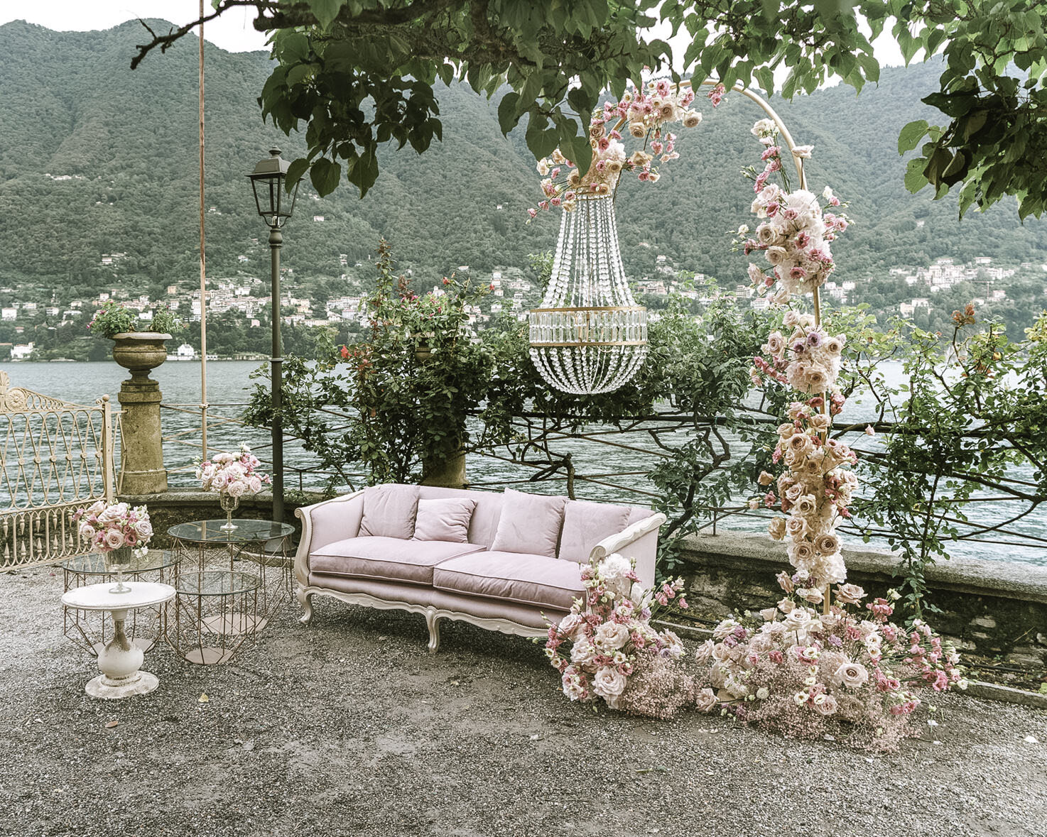 Garden setting for wedding aperitif