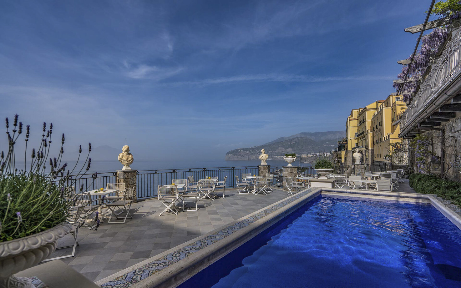 Terrace pool with view over the Mediterranean