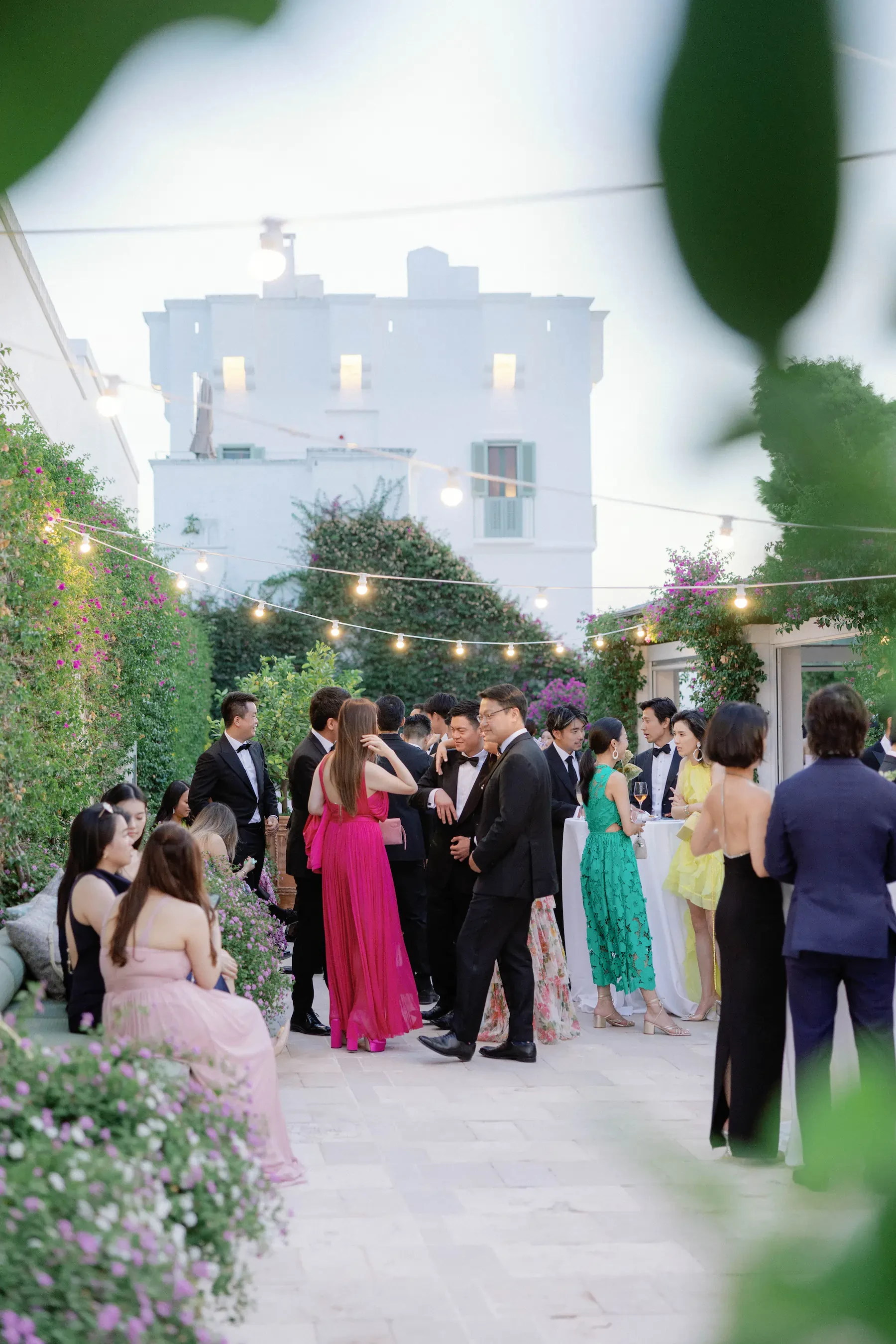Puglia Masseria Wedding Cocktail Reception Courtyard