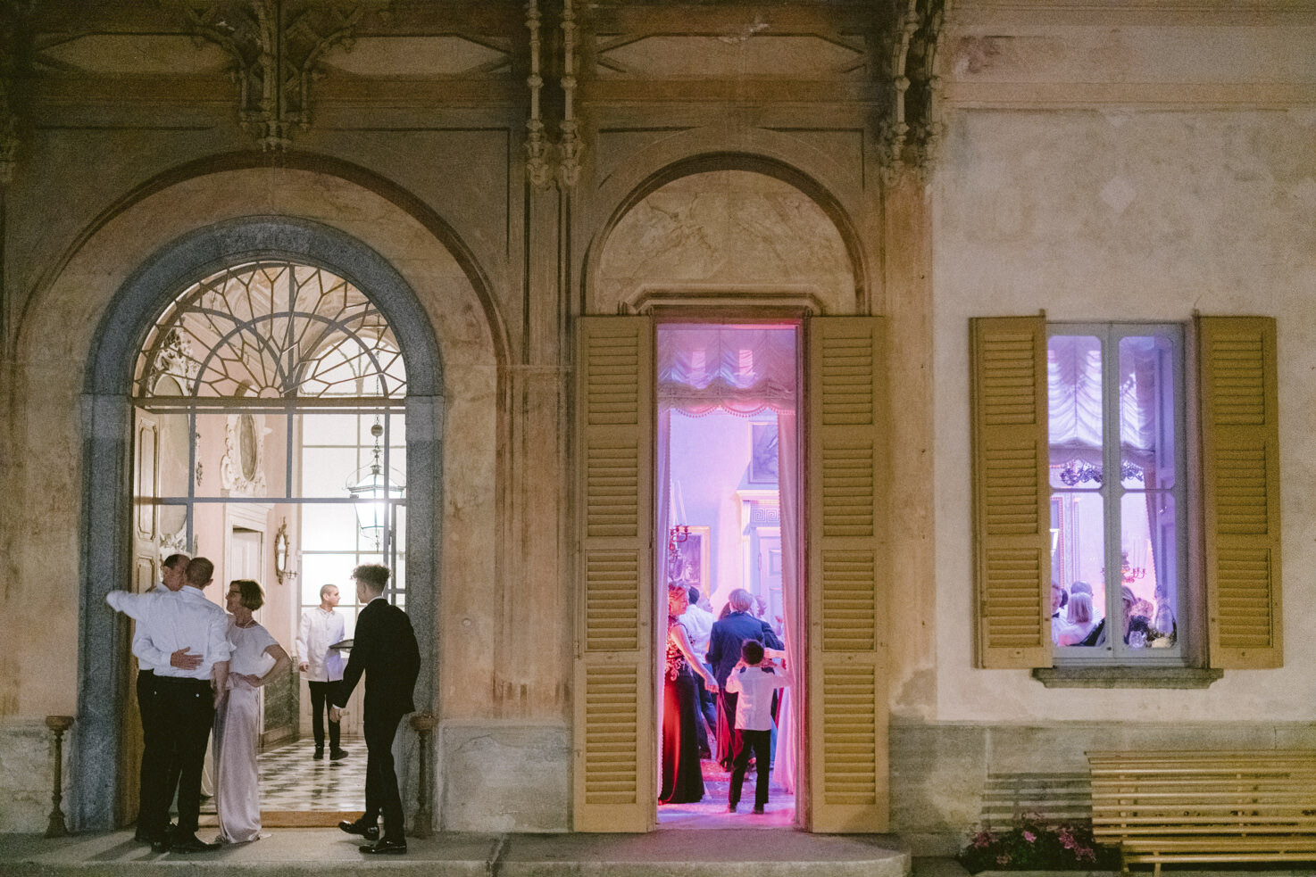 Façade of Villa Pizzo by night