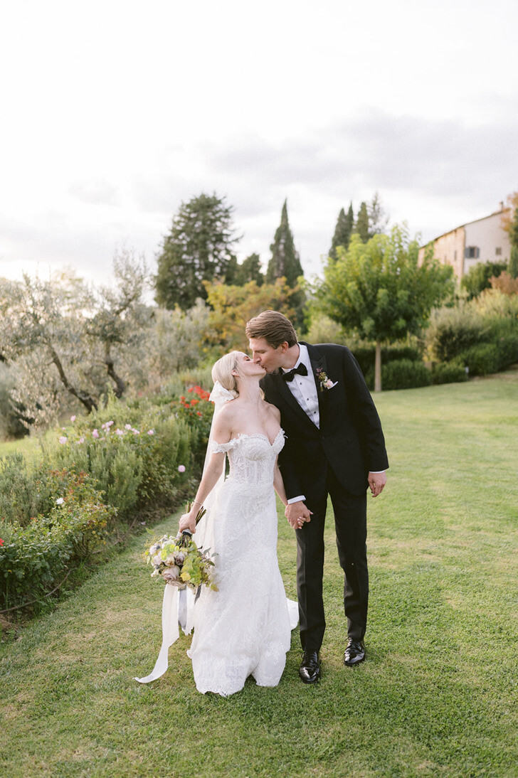 Bride and groom in the gardens