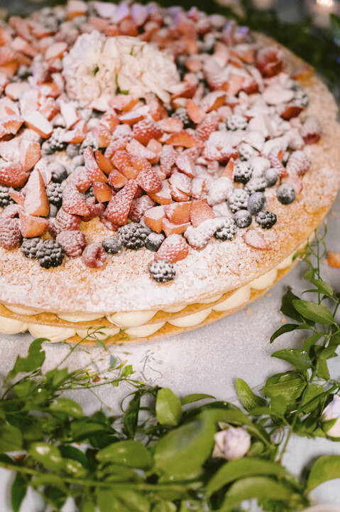 Wedding cake with fresh fruit