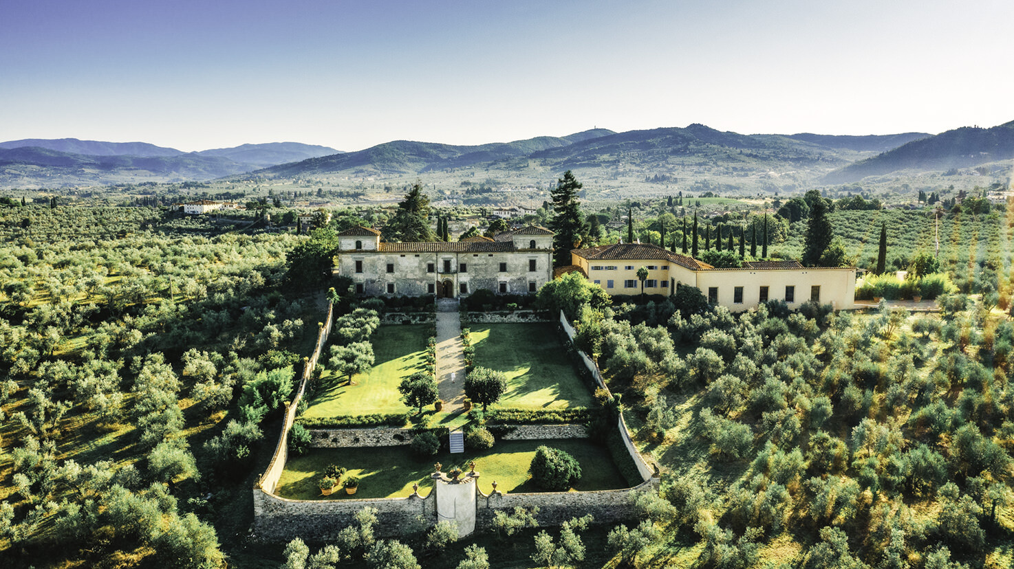 Aerial view of Villa Medicea di Lilliano, Florence