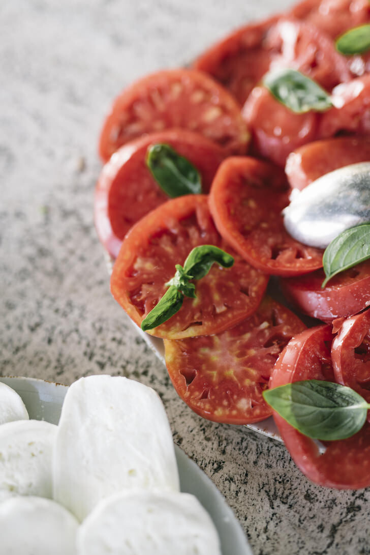 Caprese with tomatoes and mozzarella