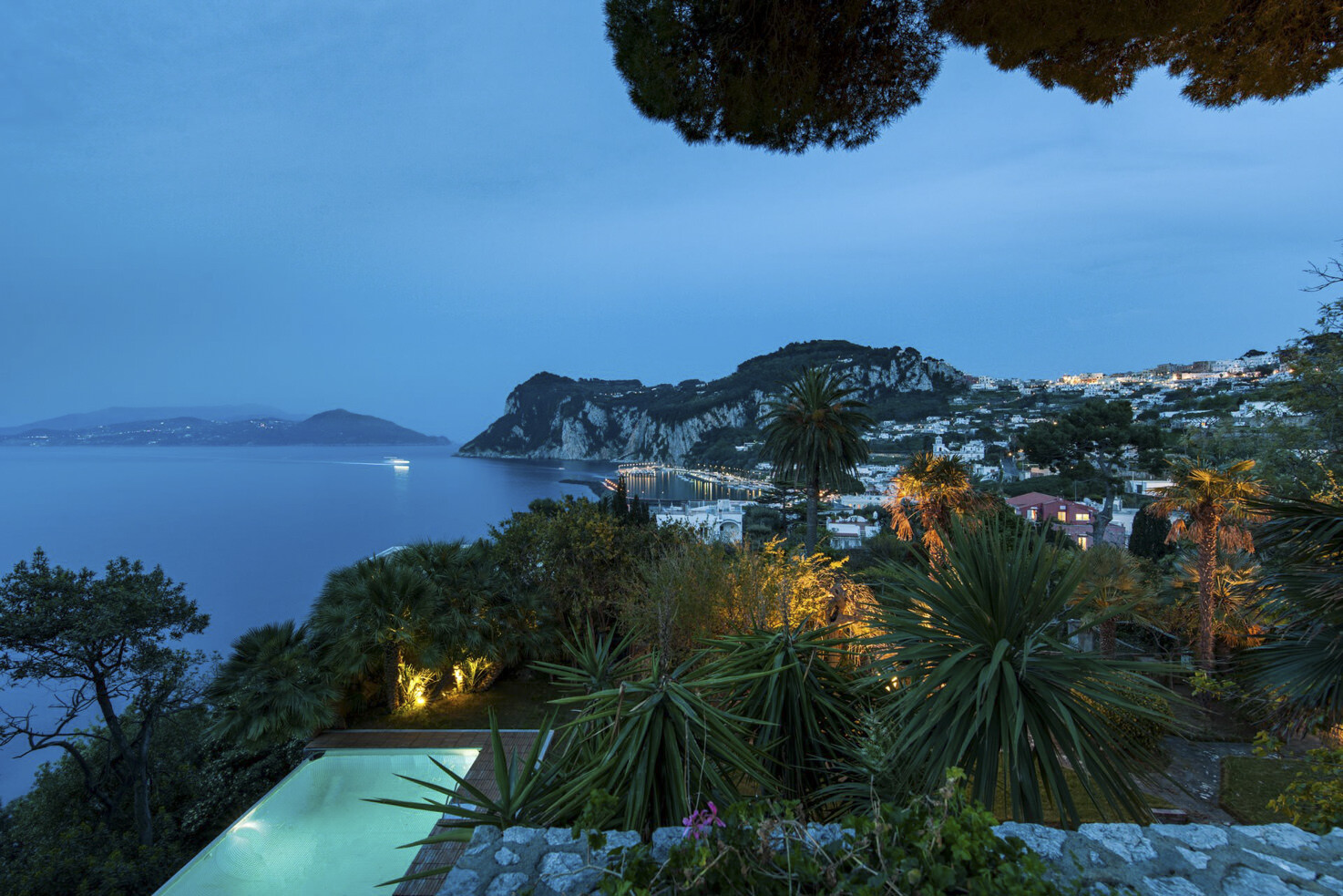 Panoramic pool by night