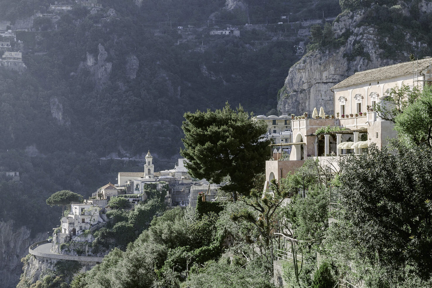 Aerial view of private villa in Positano