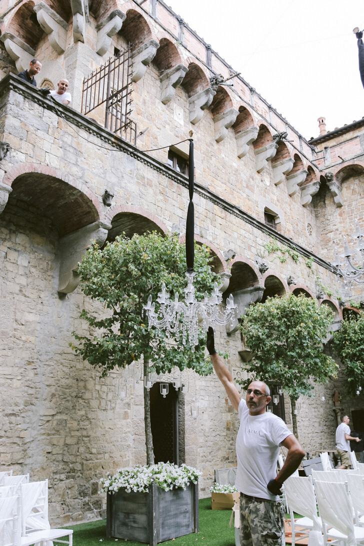 Crystal chandelier for castle wedding in Florence