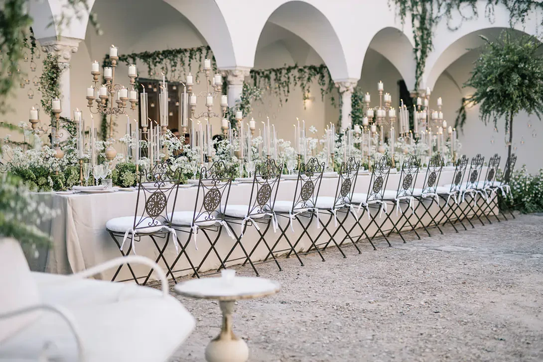 Long table for wedding banquet in Capri