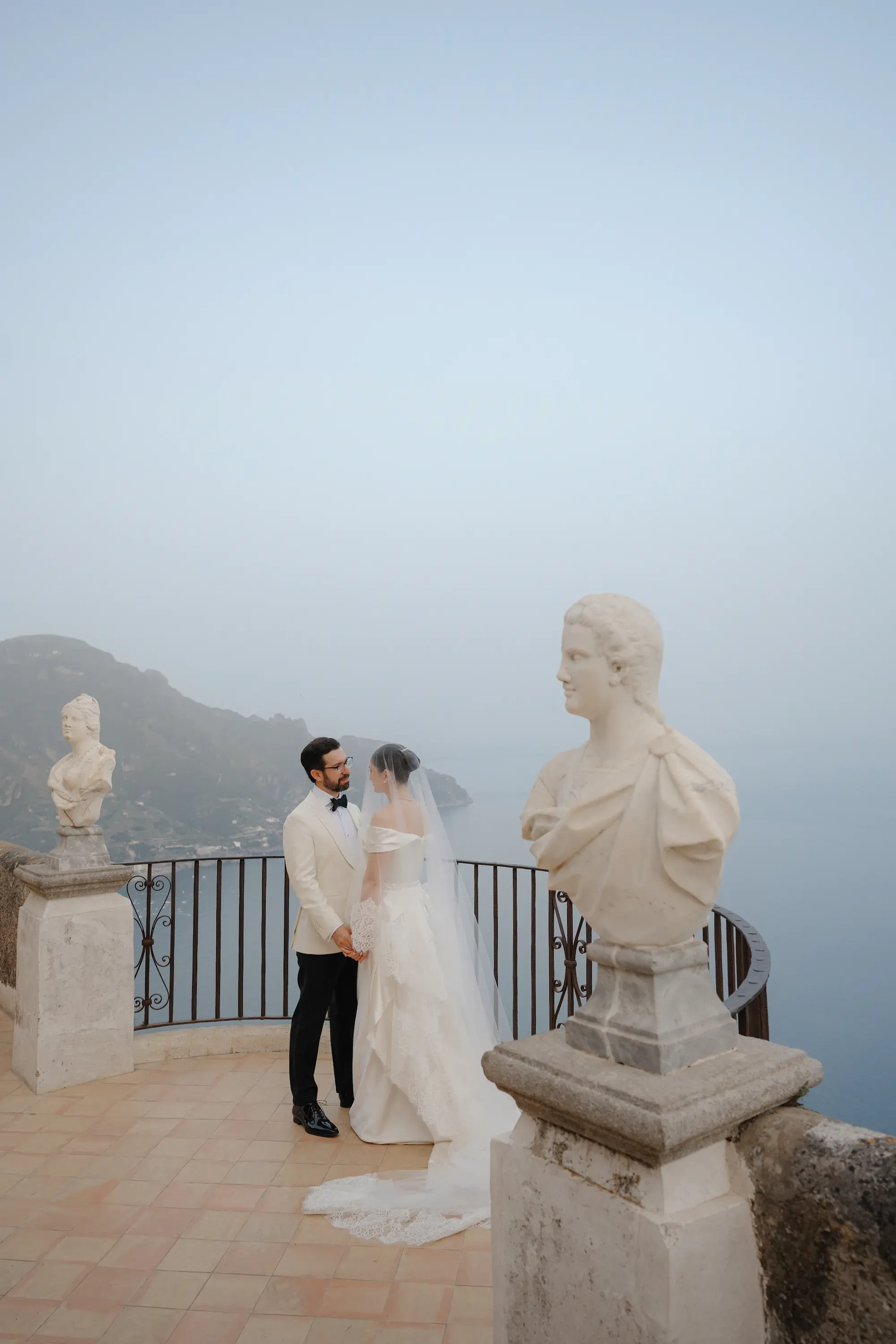 Bride And Groom Portrait Terrace Infinity Sea View