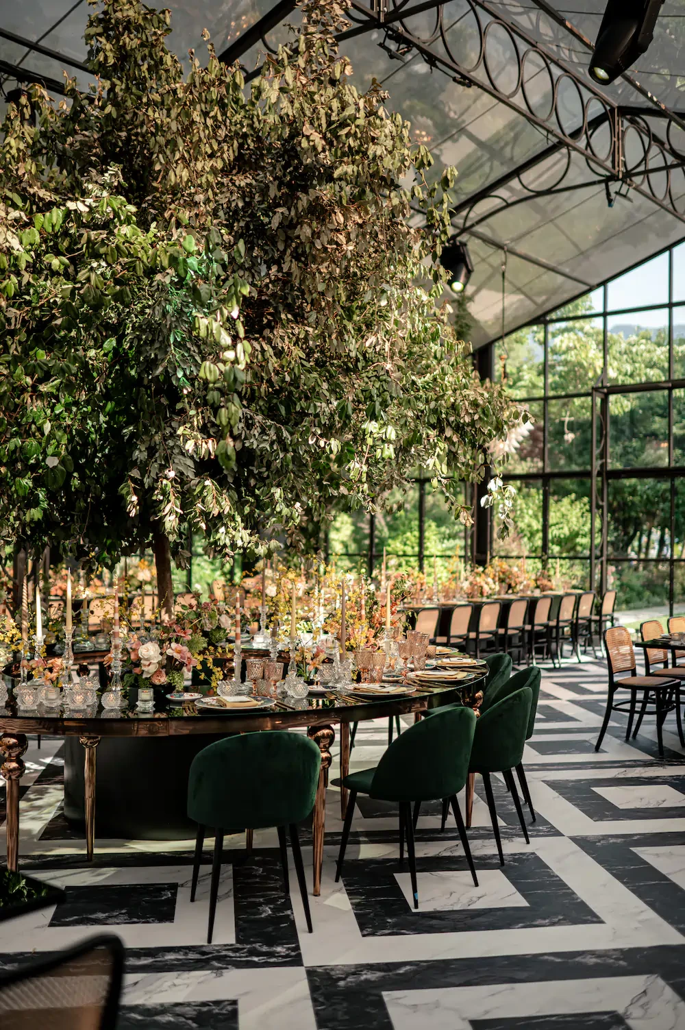 Villa Balbiano Lake Como Greenhouse Reception Table Decor